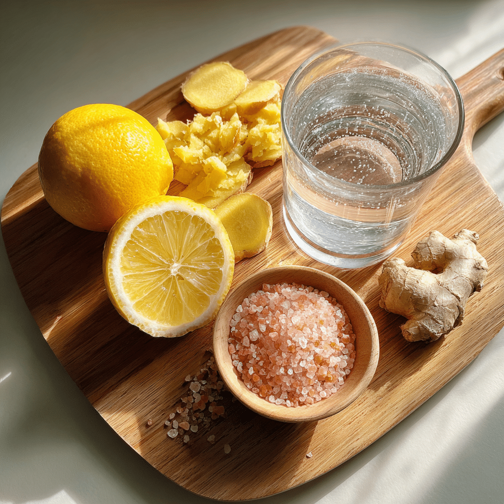 Ingredients for Homemade Mounjaro Drink with Pink Salte